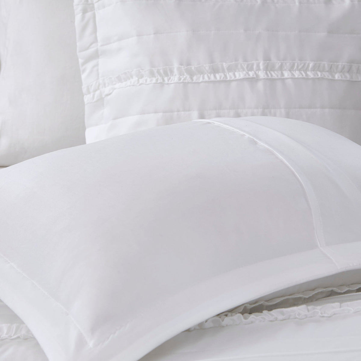 5 Piece Microfiber Ruffled Comforter Set with Hypoallergenic Fill - White, photo 5 of 13