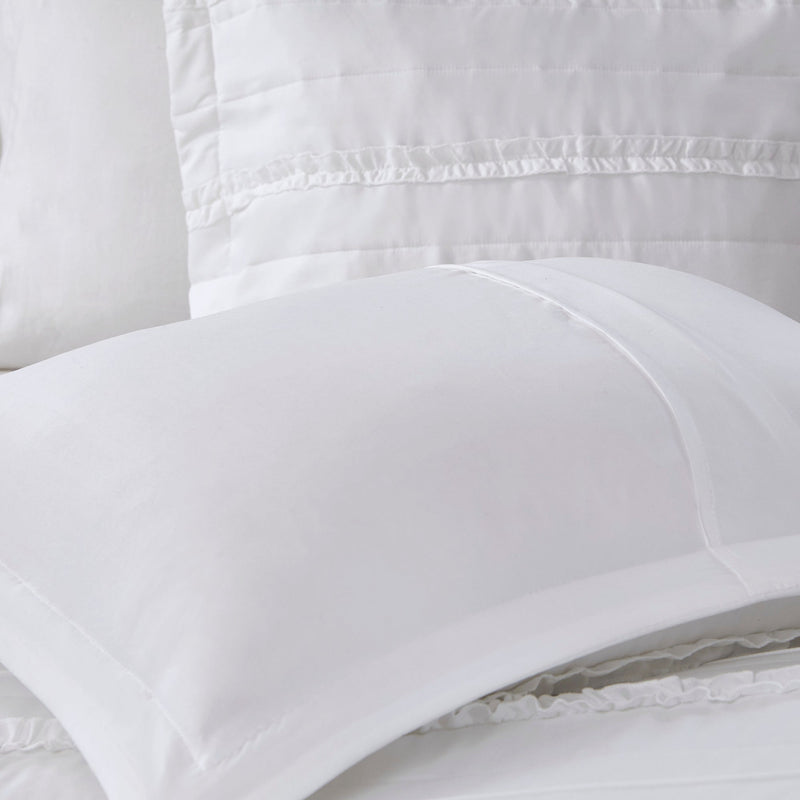 5 Piece Microfiber Ruffled Comforter Set with Hypoallergenic Fill - White, photo 5 of 13