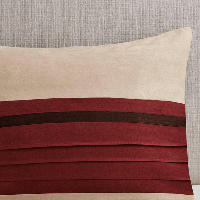 7 PC Pieced Faux Suede Comforter Set Red Cal King, photo 10 of 12