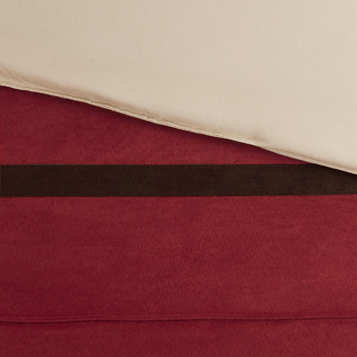 7 PC Pieced Faux Suede Comforter Set Red Cal King, photo 9 of 12
