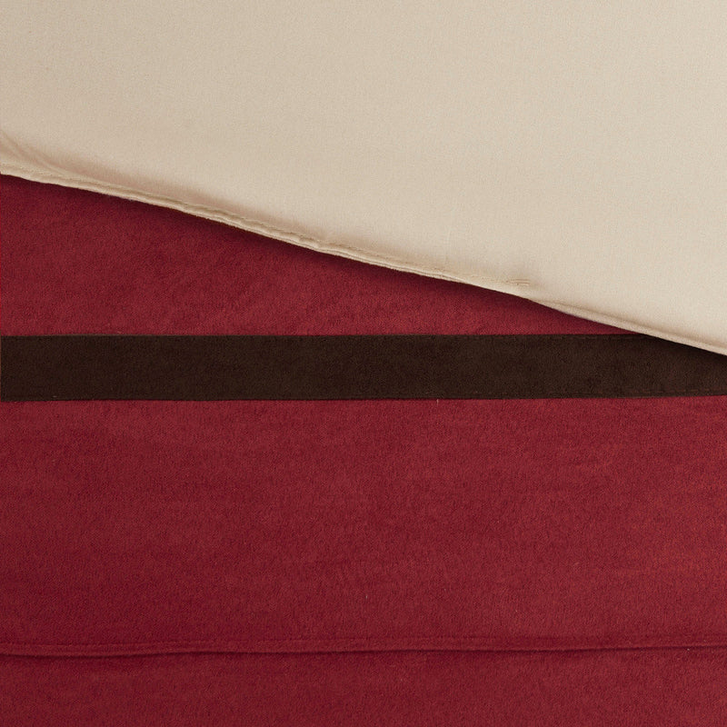 7 PC Pieced Faux Suede Comforter Set Red Cal King, photo 9 of 12