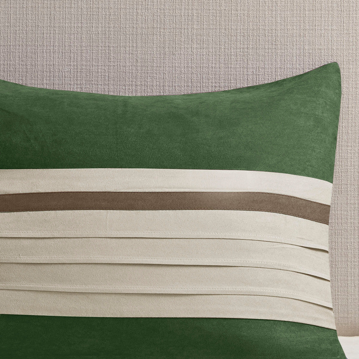 7 Pc Faux Suede Comforter Set Green Queen, photo 10 of 13