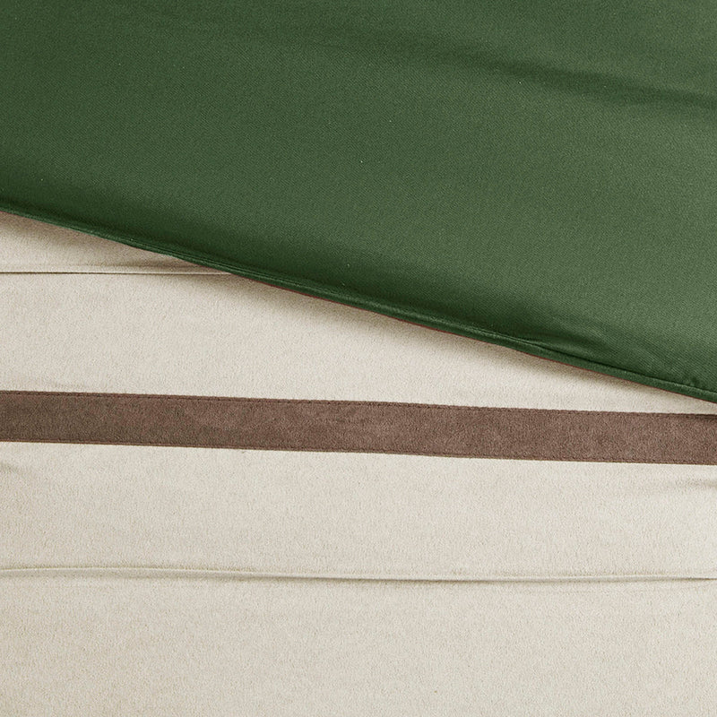 7 Pc Faux Suede Comforter Set Green Queen, photo 11 of 13