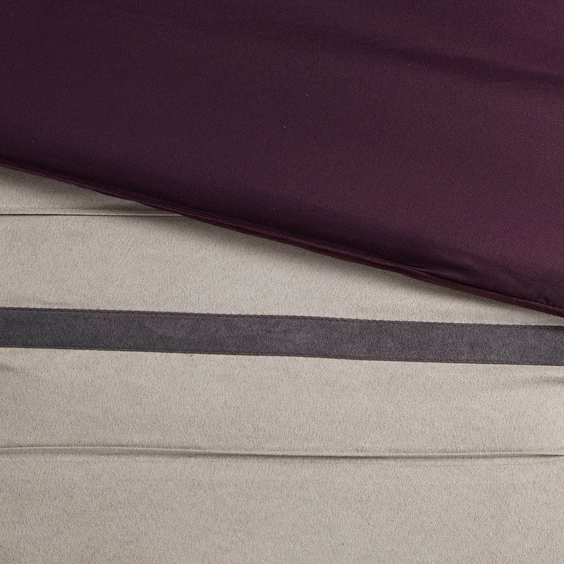 7 PC Pieced Faux Suede Comforter Set Purple King, photo 11 of 13