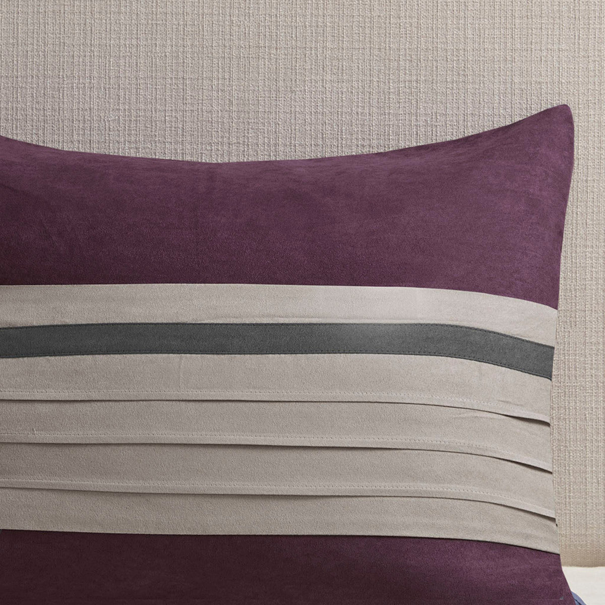 7 PC Pieced Faux Suede Comforter Set Purple King, photo 12 of 13