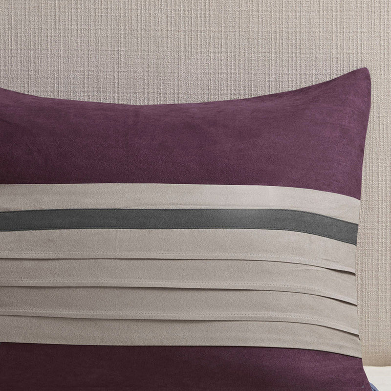 7 PC Pieced Faux Suede Comforter Set Purple King, photo 12 of 13