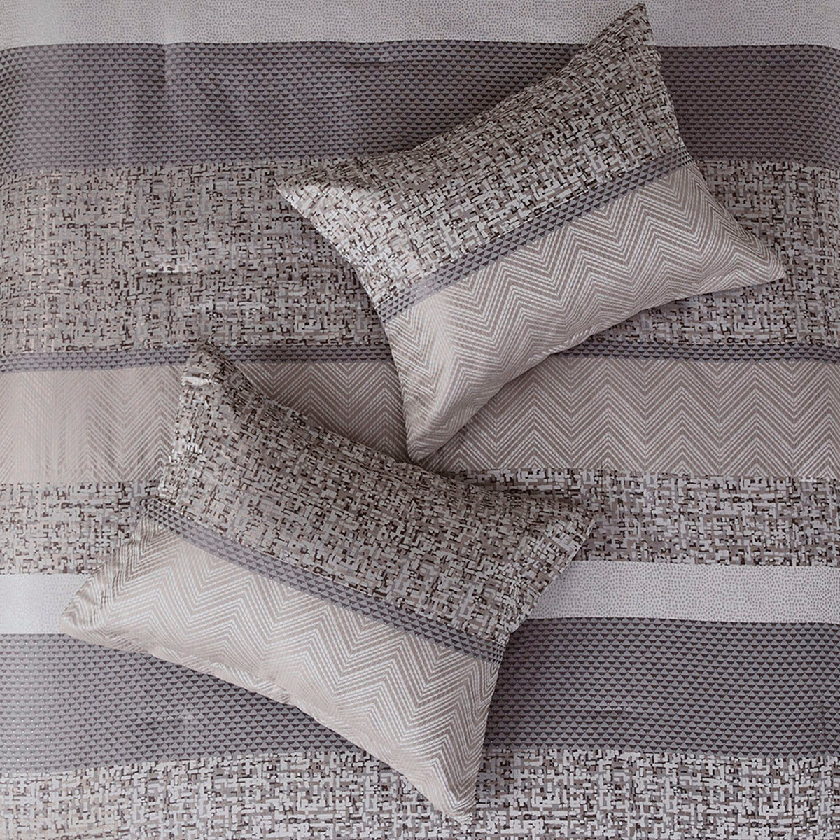 7 Piece Jacquard Comforter Set Grey/Taupe Queen, photo 6 of 12