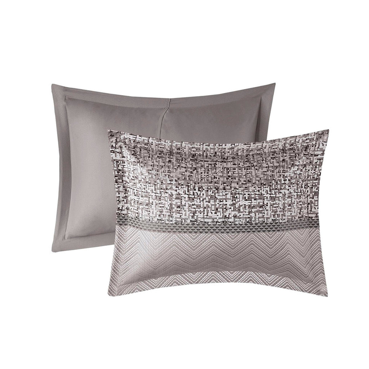 7 Piece Jacquard Comforter Set Grey/Taupe Queen, photo 8 of 12