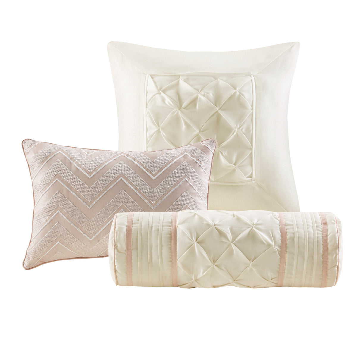 7 Piece Tufted Comforter Set Blush California King, photo 3 of 13