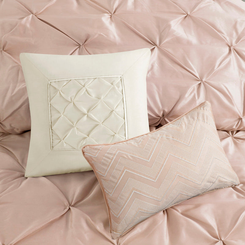 7 Piece Tufted Comforter Set Blush Full, photo 12 of 13