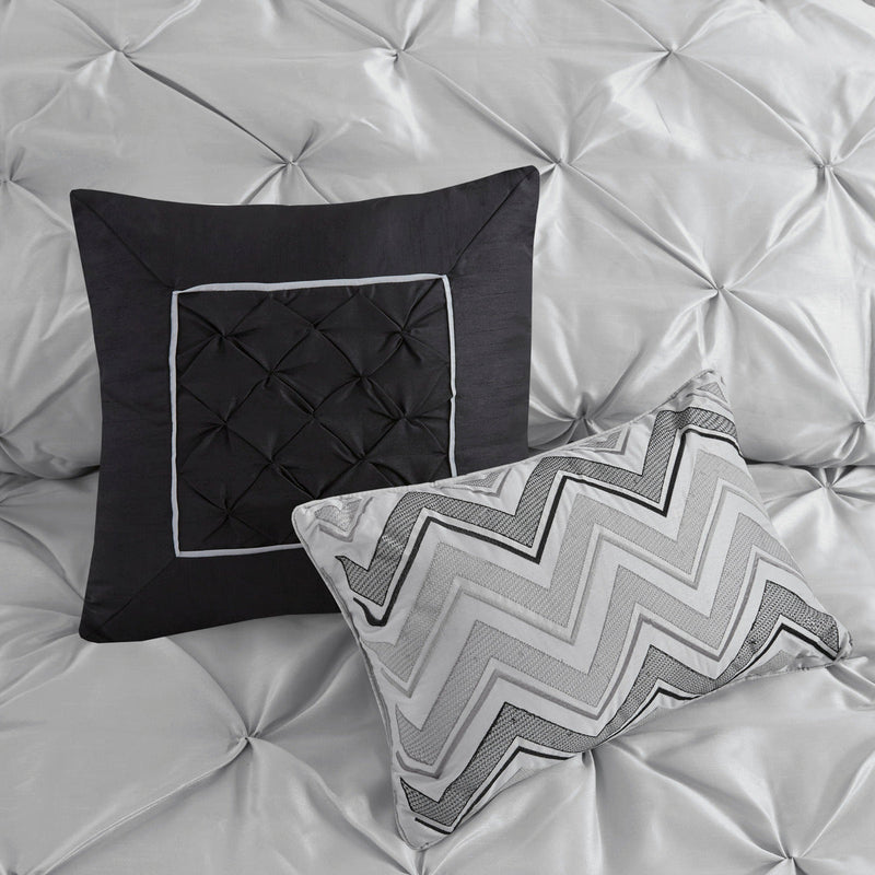 7 Piece Tufted Comforter Set Grey King, photo 11 of 13