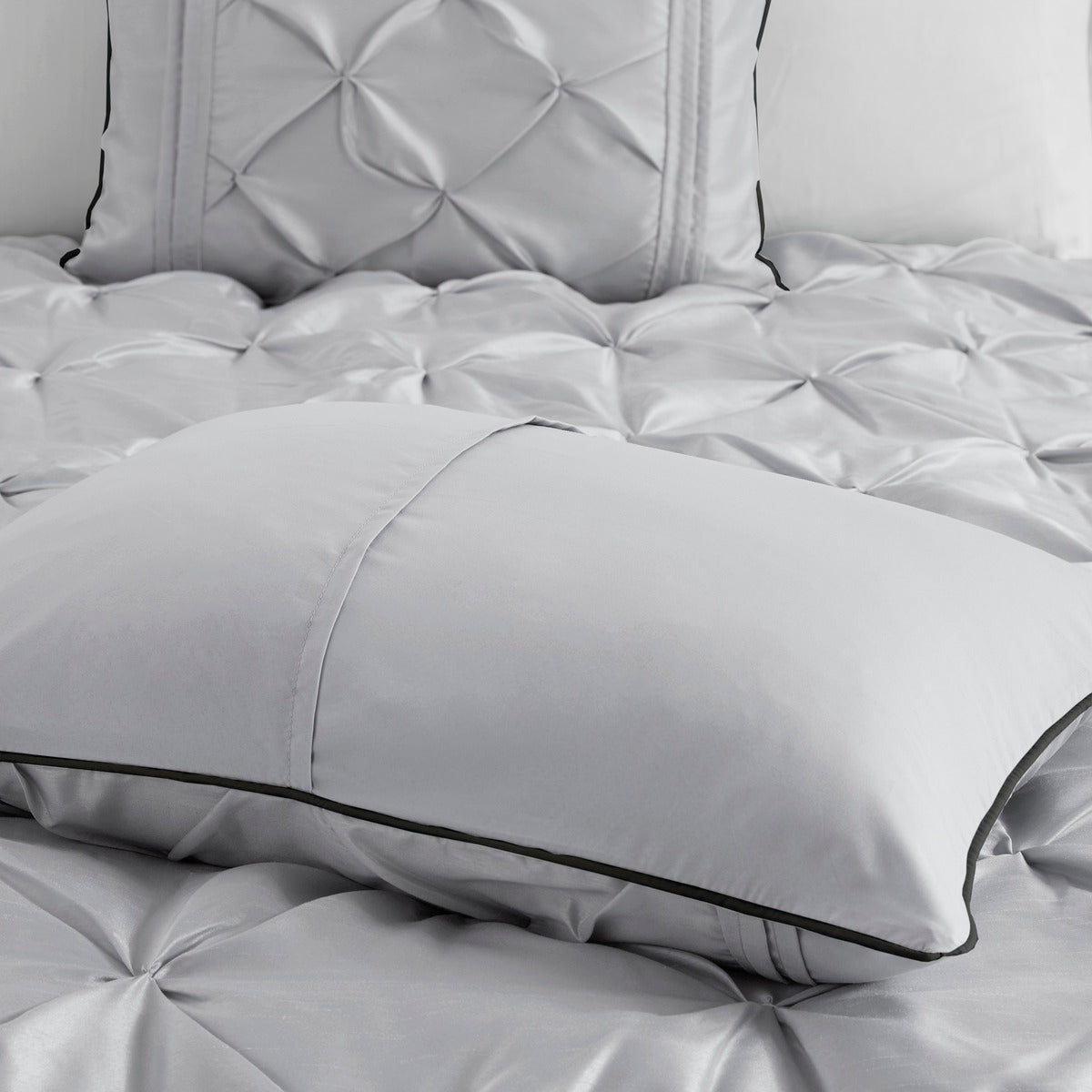 7 Piece Tufted Comforter Set Grey King, photo 12 of 13