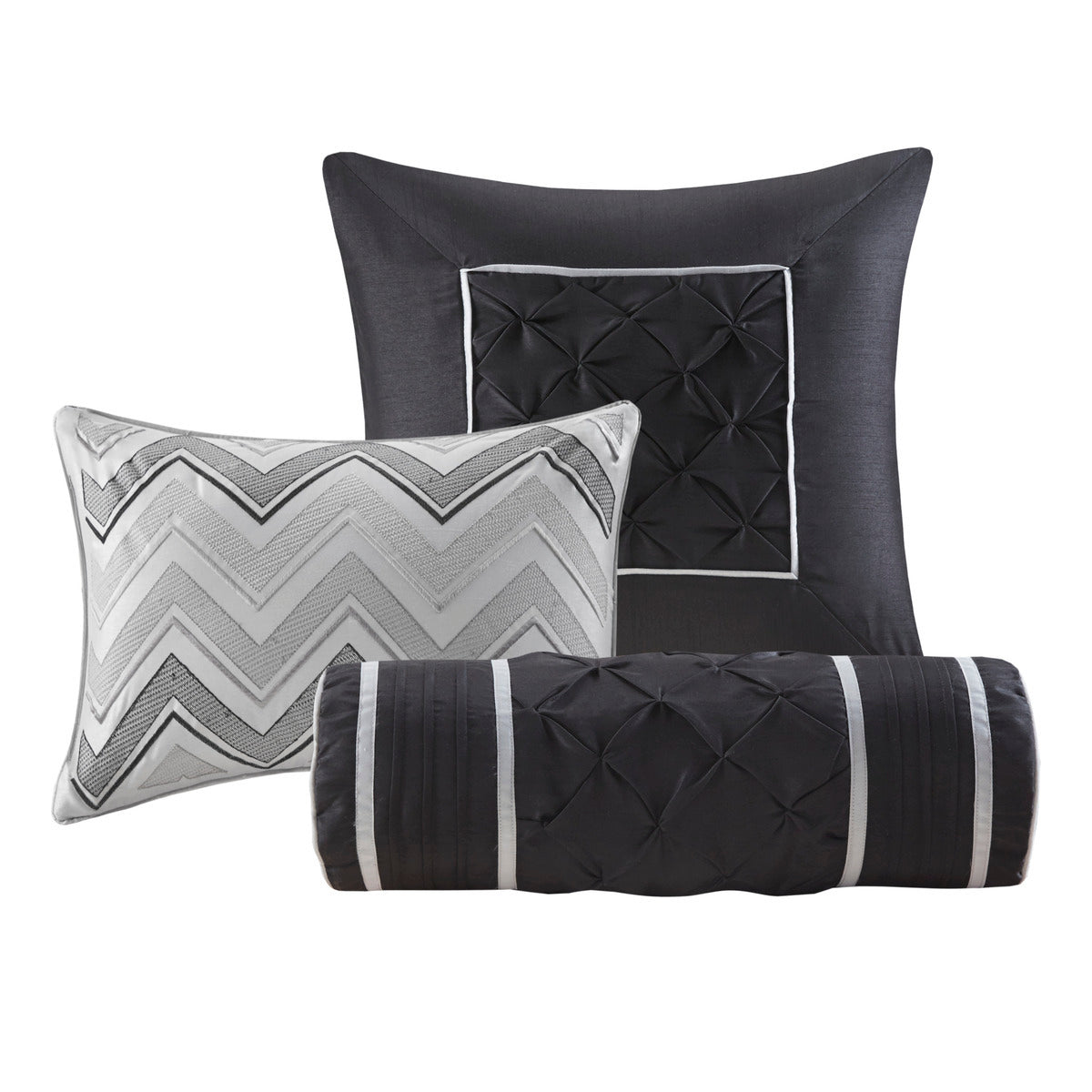 7 Piece Tufted Comforter Set Grey King, photo 5 of 13