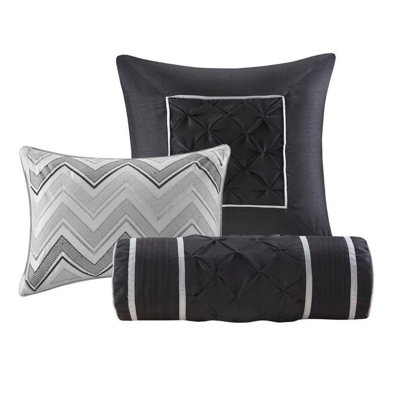 7 Piece Tufted Comforter Set Grey King, photo 5 of 13