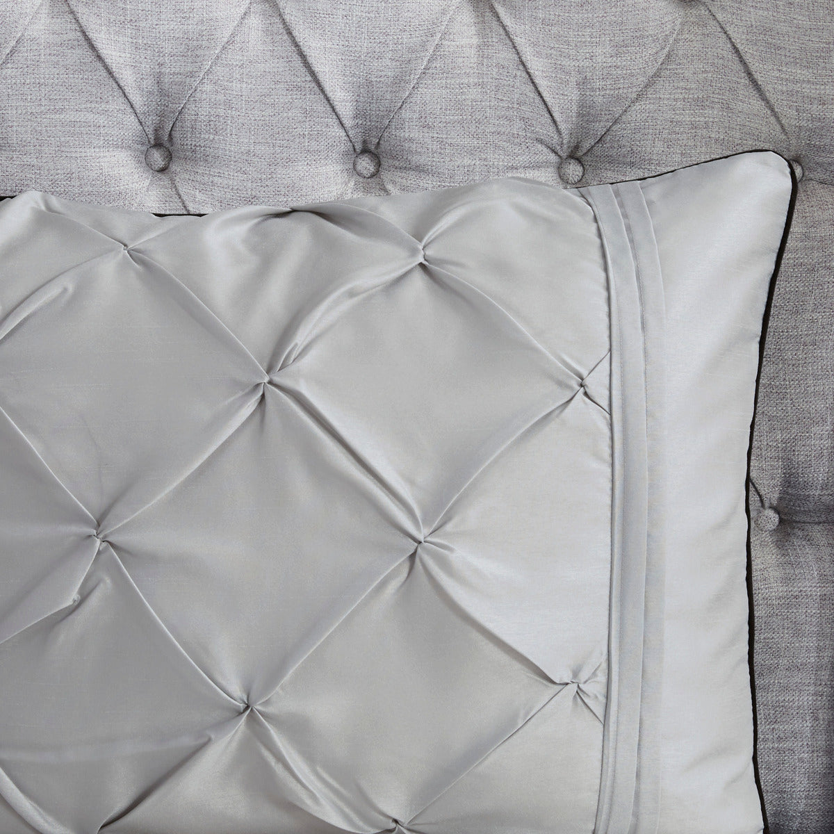 7 Piece Tufted Comforter Set Grey King, photo 9 of 13