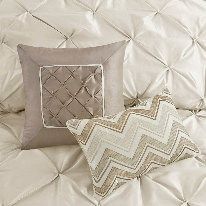 7 Piece Tufted Comforter Set Ivory Cal King, photo 10 of 13