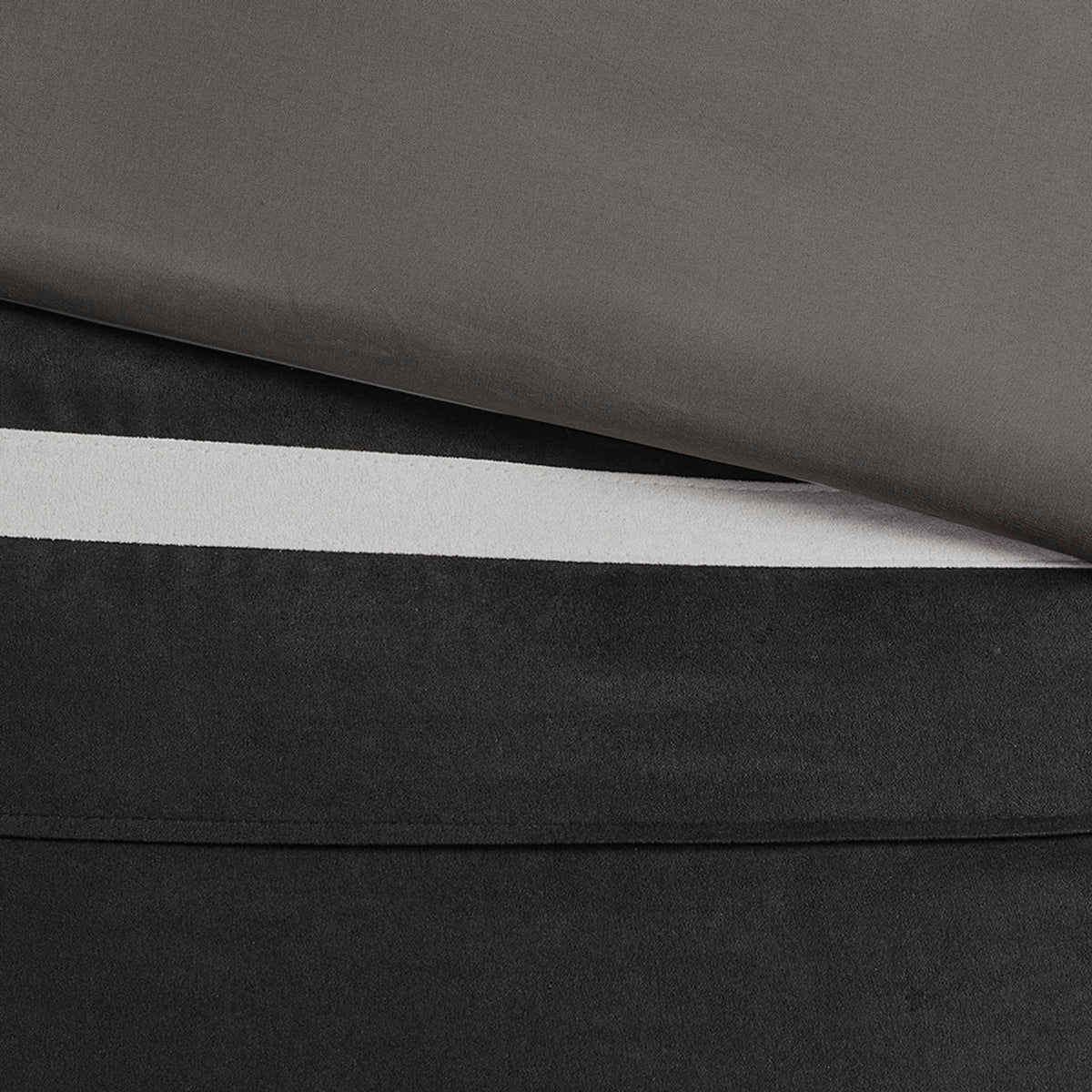 7 Pc Pieced Faux Suede Comforter Set in Black for Queen Beds, photo 5 of 12