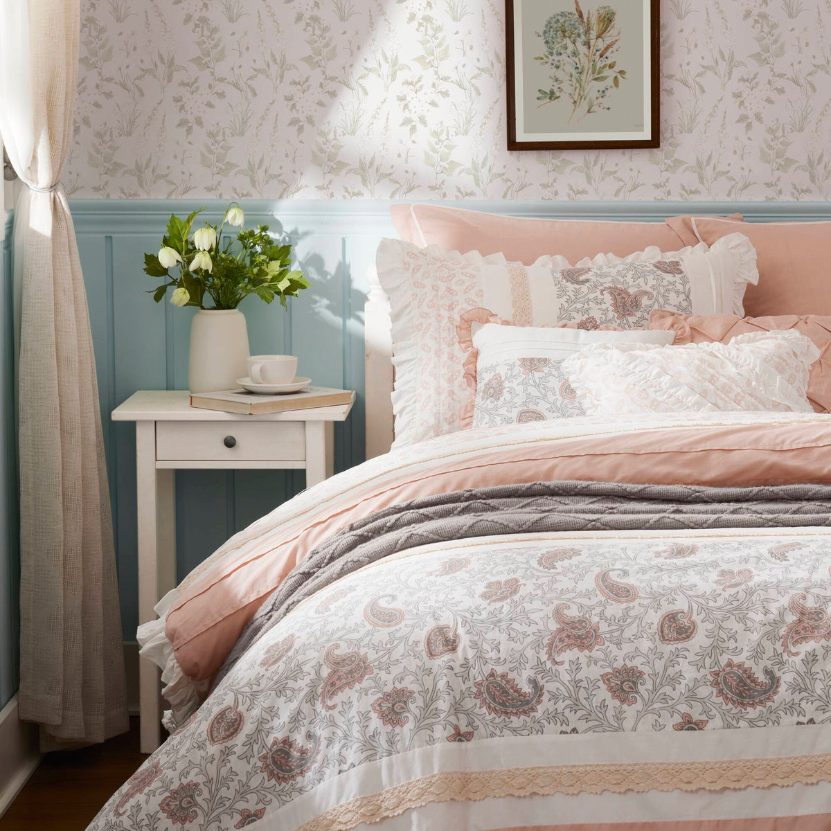 9 Piece Cotton Percale Comforter Set Blush, photo 11 of 40