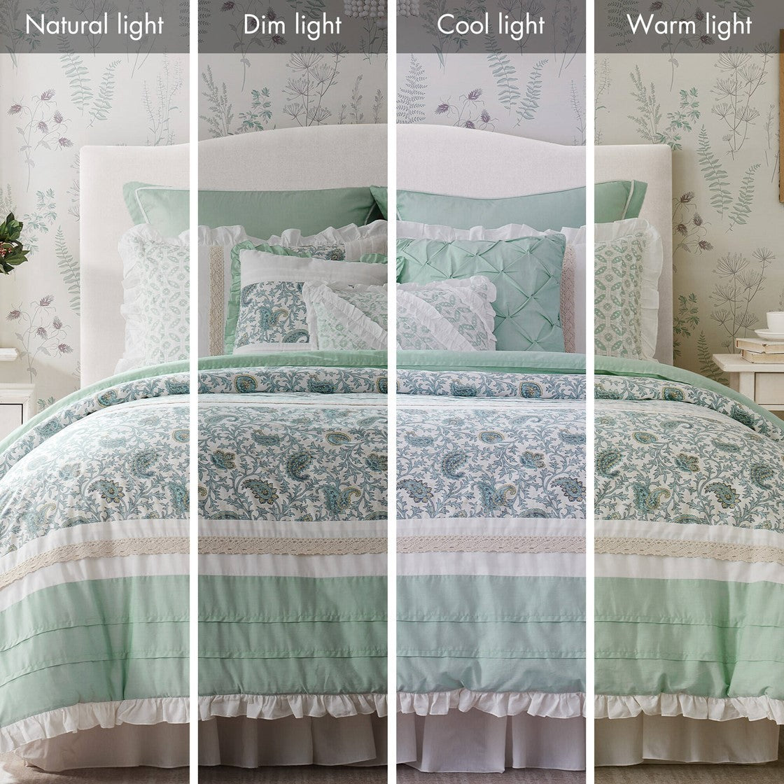 9 Piece Cotton Percale Comforter Set Aqua, photo 15 of 40