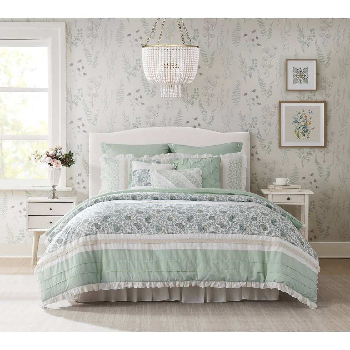 9 Piece Cotton Percale Comforter Set Aqua, photo 25 of 40