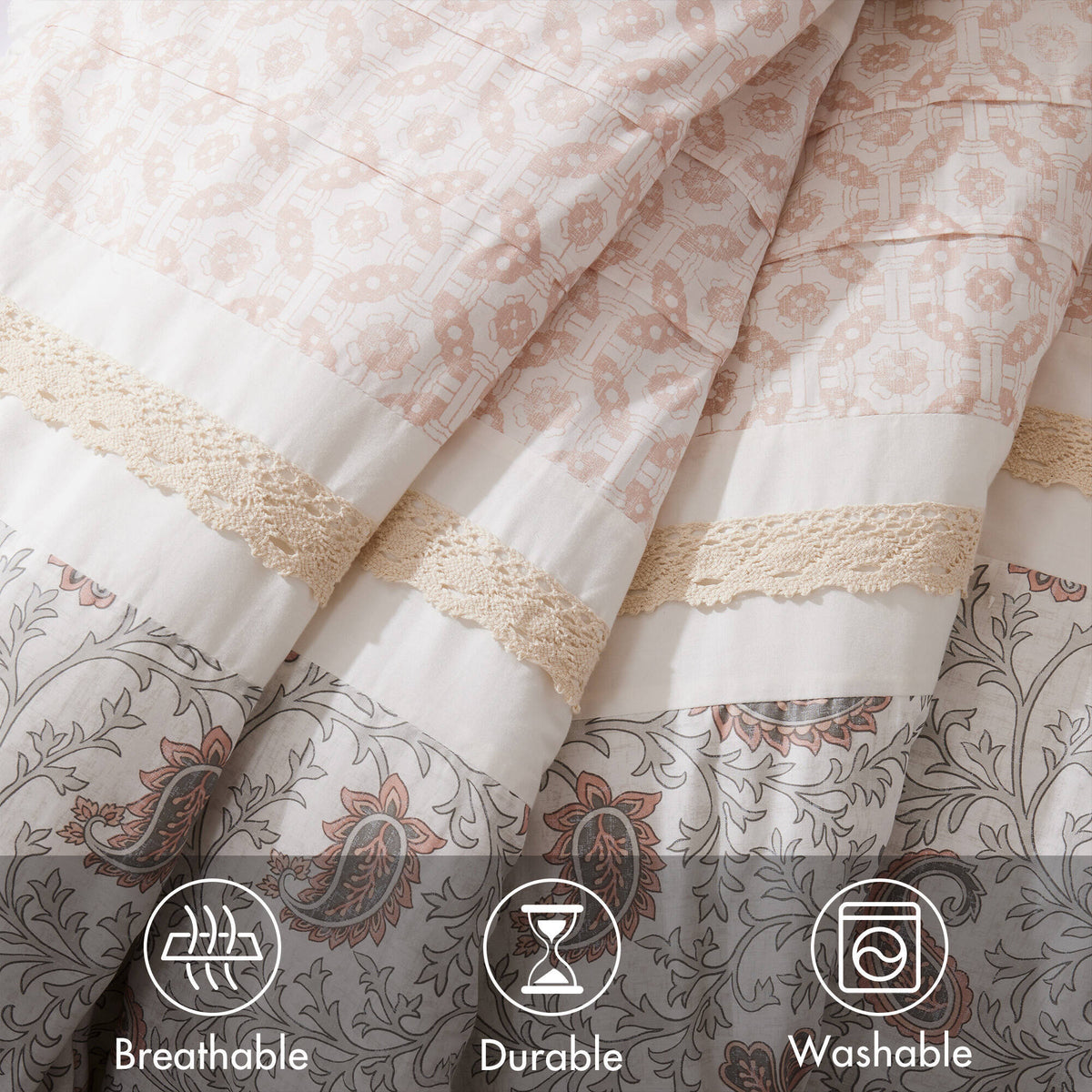 9 Piece Cotton Percale Comforter Set Blush, photo 32 of 40