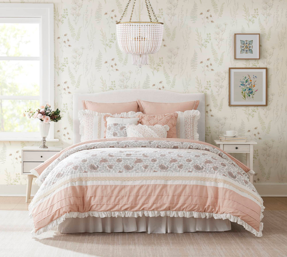 9 Piece Cotton Percale Comforter Set Blush, photo 35 of 40