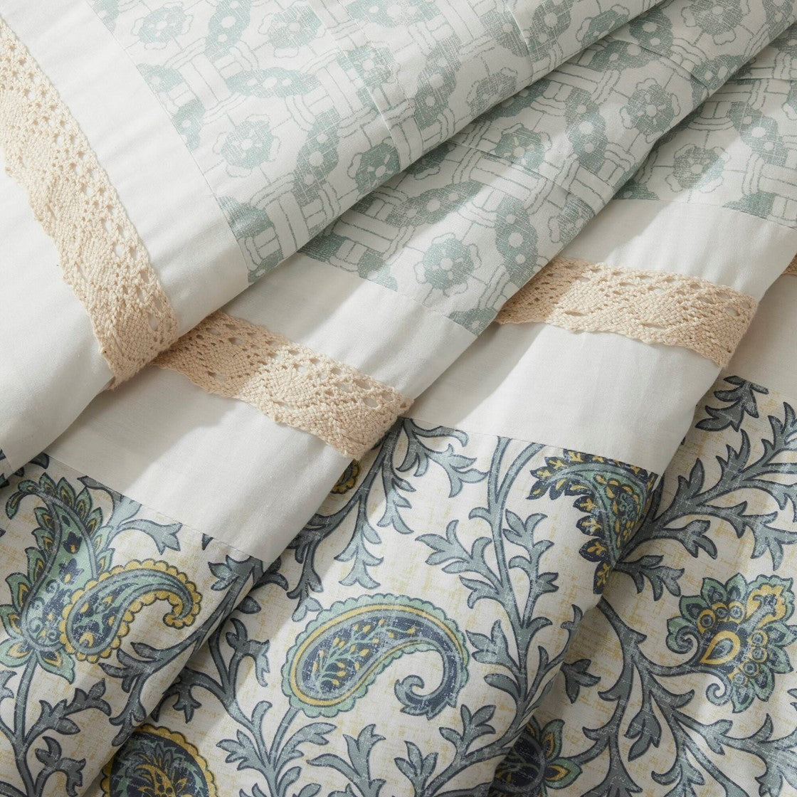 9 Piece Cotton Percale Comforter Set Aqua, photo 37 of 40