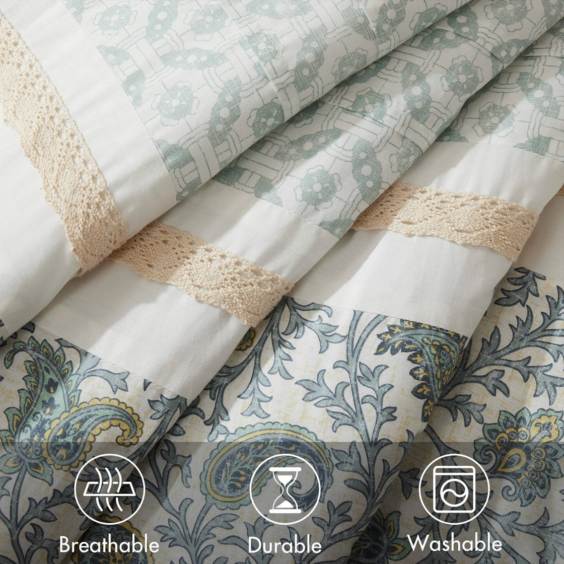 9 Piece Cotton Percale Comforter Set Aqua, photo 8 of 40