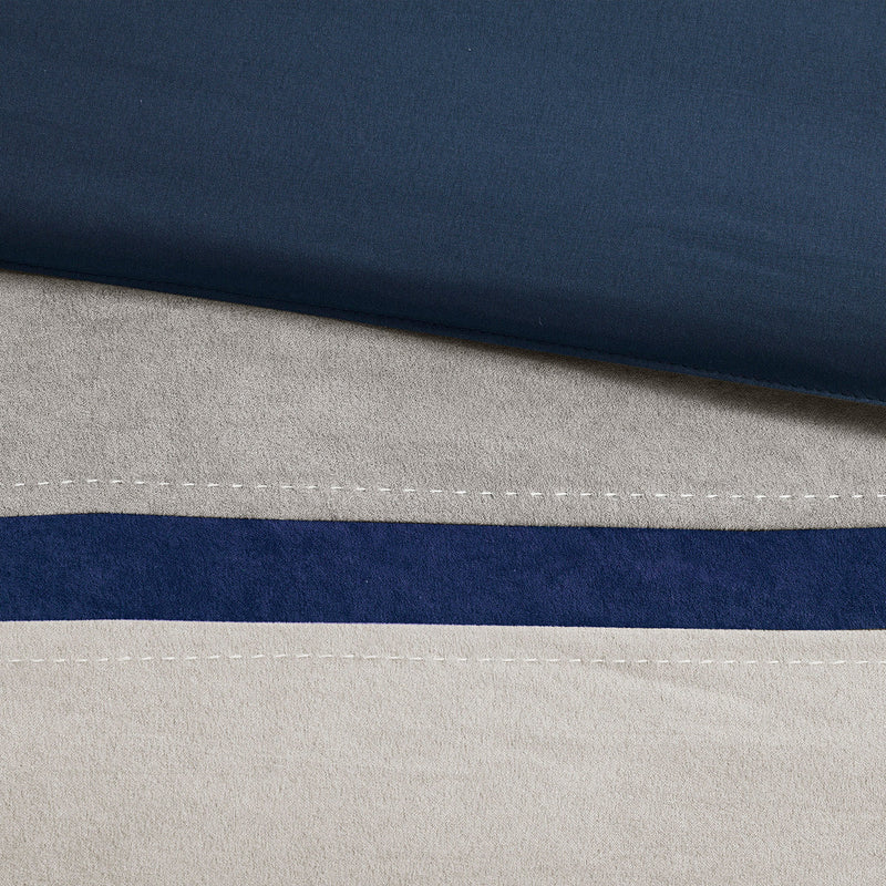 Blue Faux Suede 7 Piece Comforter Set with Coordinated Pillows - California King, photo 9 of 17