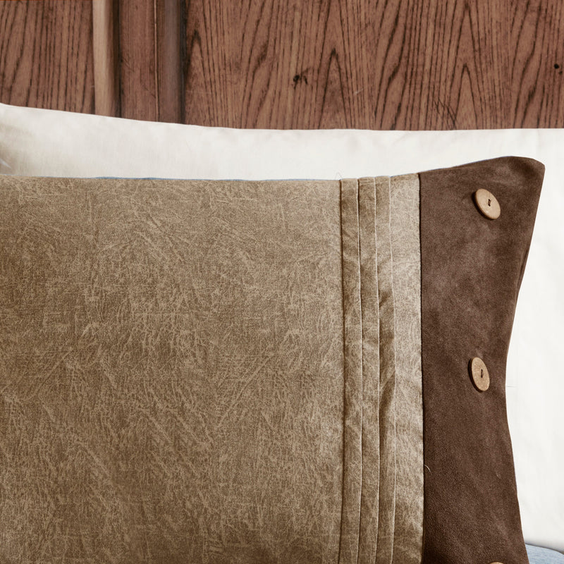 7 Piece Faux Suede Comforter Set Brown King, photo 5 of 14