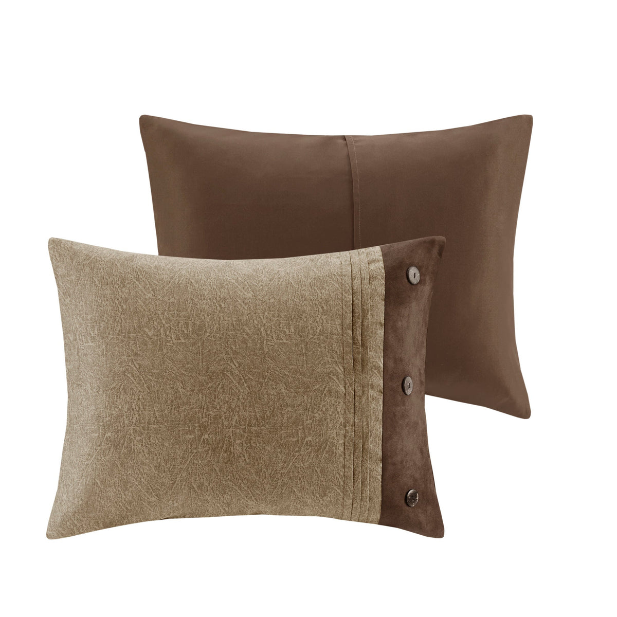 7 Piece Faux Suede Comforter Set Brown King, photo 9 of 14