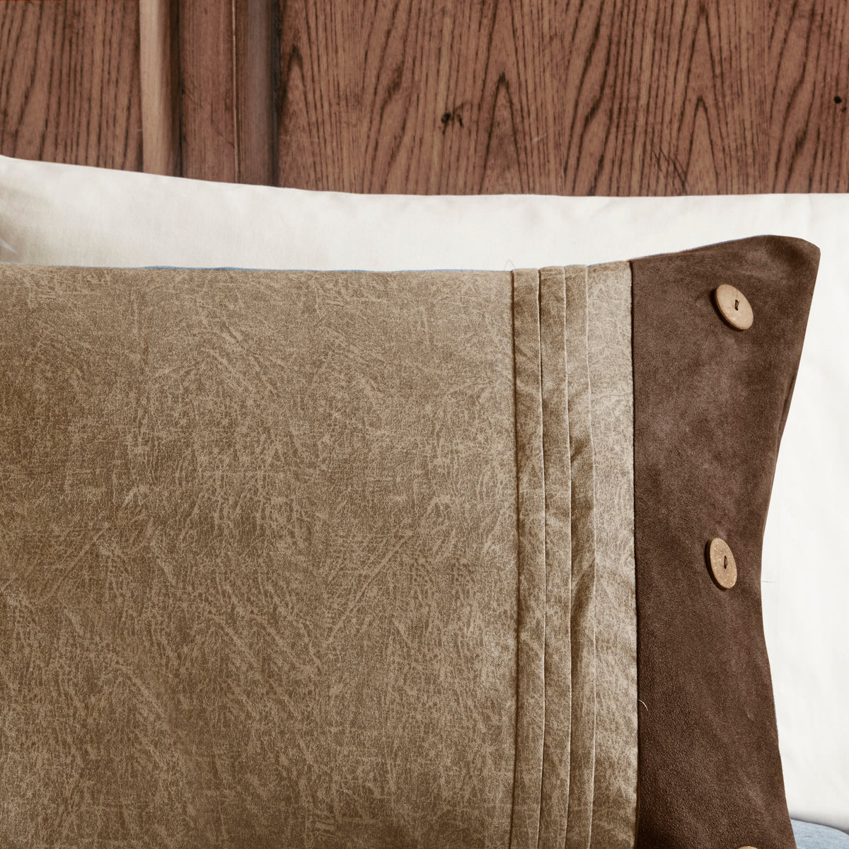 7 Piece Faux Suede Comforter Set Brown Queen, photo 9 of 14