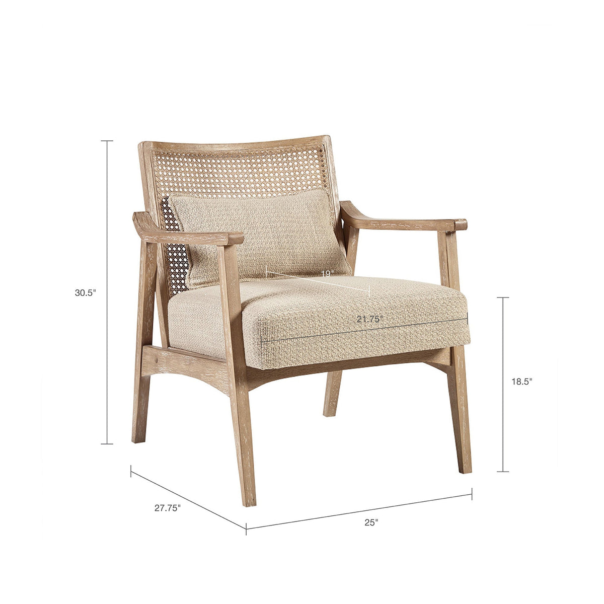 Cane Back Upholstered Accent Chair, photo 3 of 8
