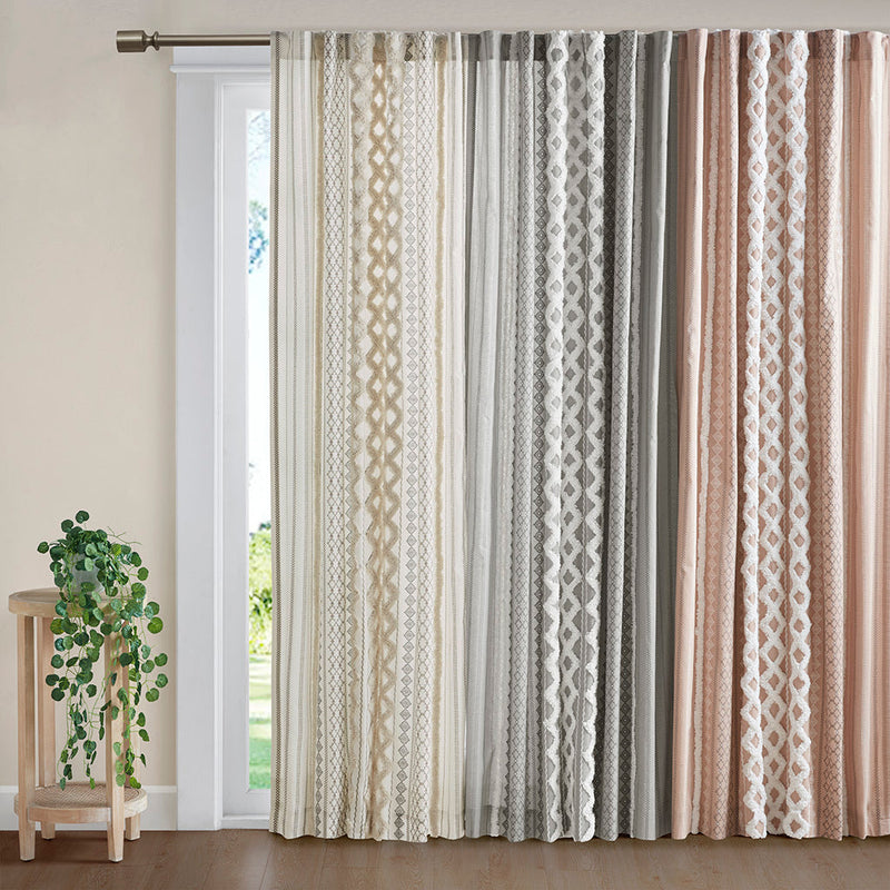 Cotton Printed Curtain Panel with Chenille Stripe and Lining Ivory 50x84, photo 10 of 12