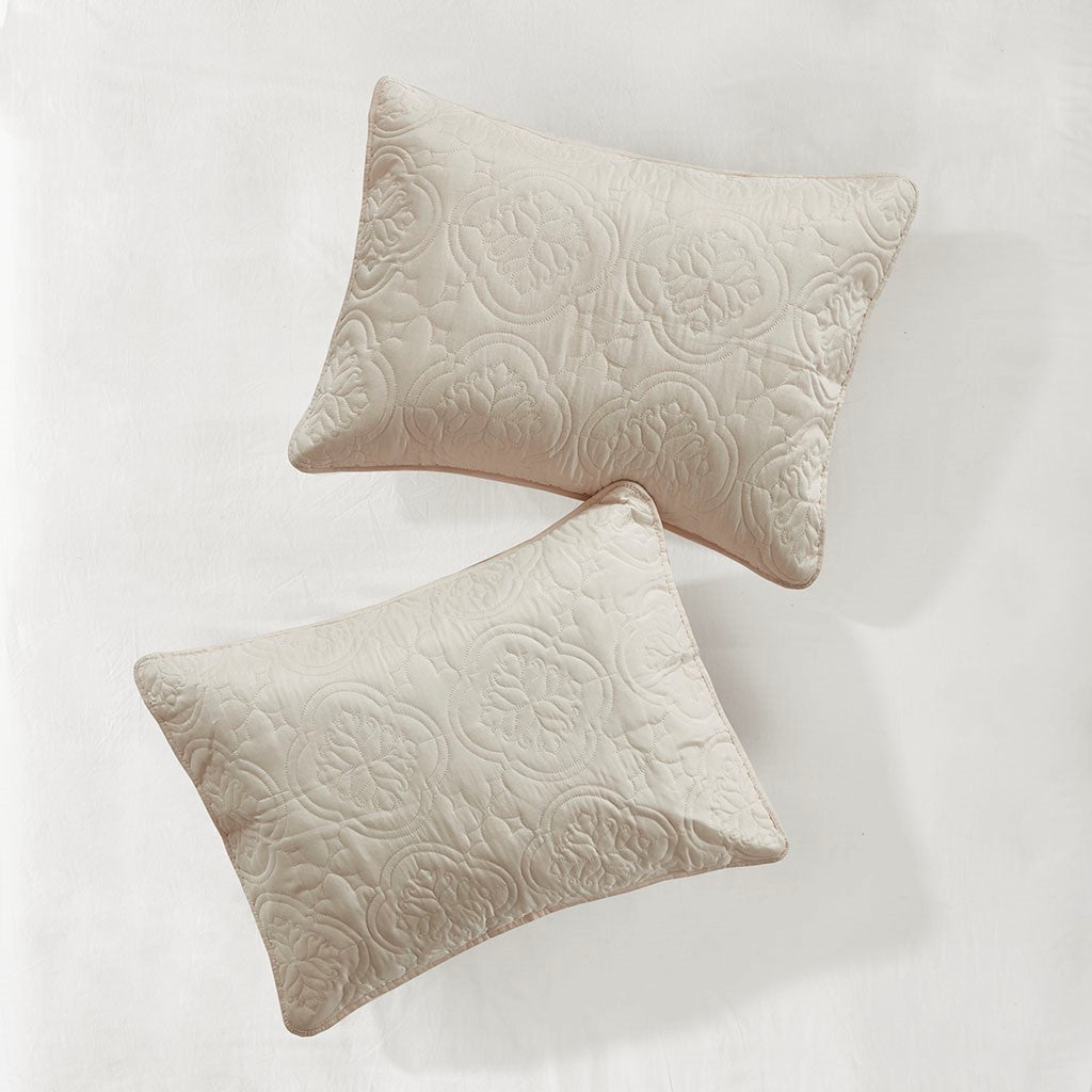 Cream 3 Piece Reversible Bedspread Set with Quilted Medallion - King/Cal King, photo 7 of 10