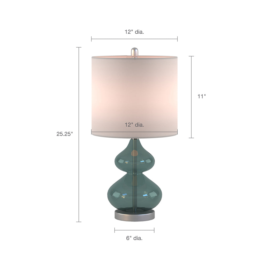 Ellipse Curved Glass Table Lamp Set of 2 with Curved Blue Glass Base - Blue, photo 10 of 10