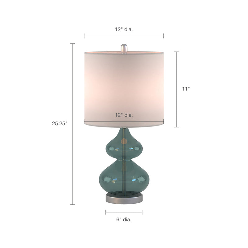 Ellipse Curved Glass Table Lamp Set of 2 with Curved Blue Glass Base - Blue, photo 10 of 10