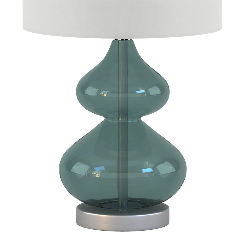 Ellipse Curved Glass Table Lamp Set of 2 with Curved Blue Glass Base - Blue, photo 6 of 10