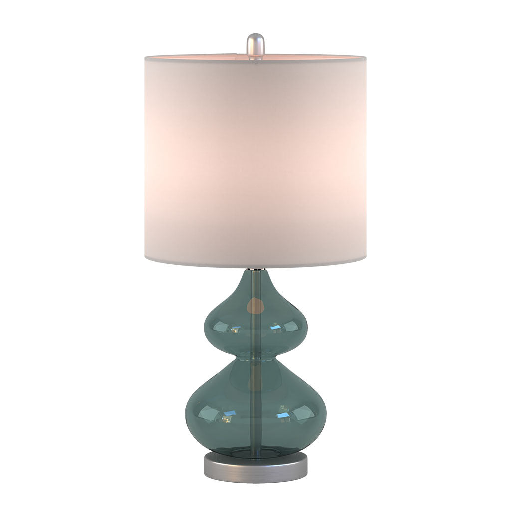Ellipse Curved Glass Table Lamp Set of 2 with Curved Blue Glass Base - Blue, photo 8 of 10