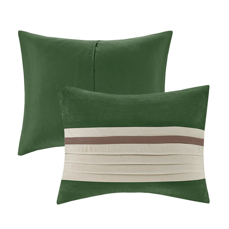 7 Pc Faux Suede Comforter Set Green King, photo 2 of 13