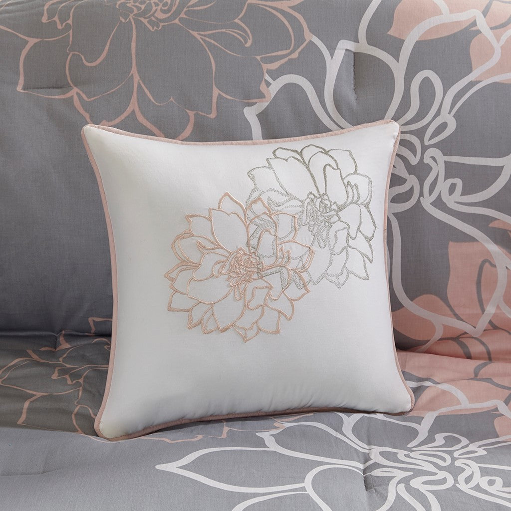 Floral Cotton Sateen Comforter with Hypoallergenic Fill - Peach Blossom, photo 5 of 8
