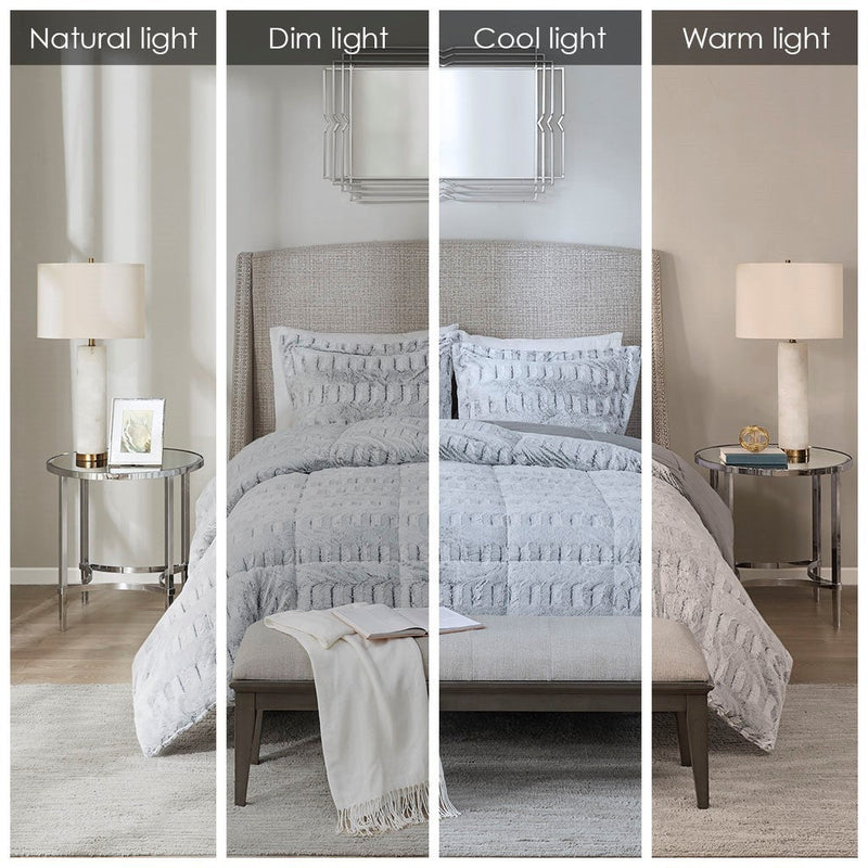 Full/Queen Back Print Long Fur Comforter Mini Set, photo 7 of 10