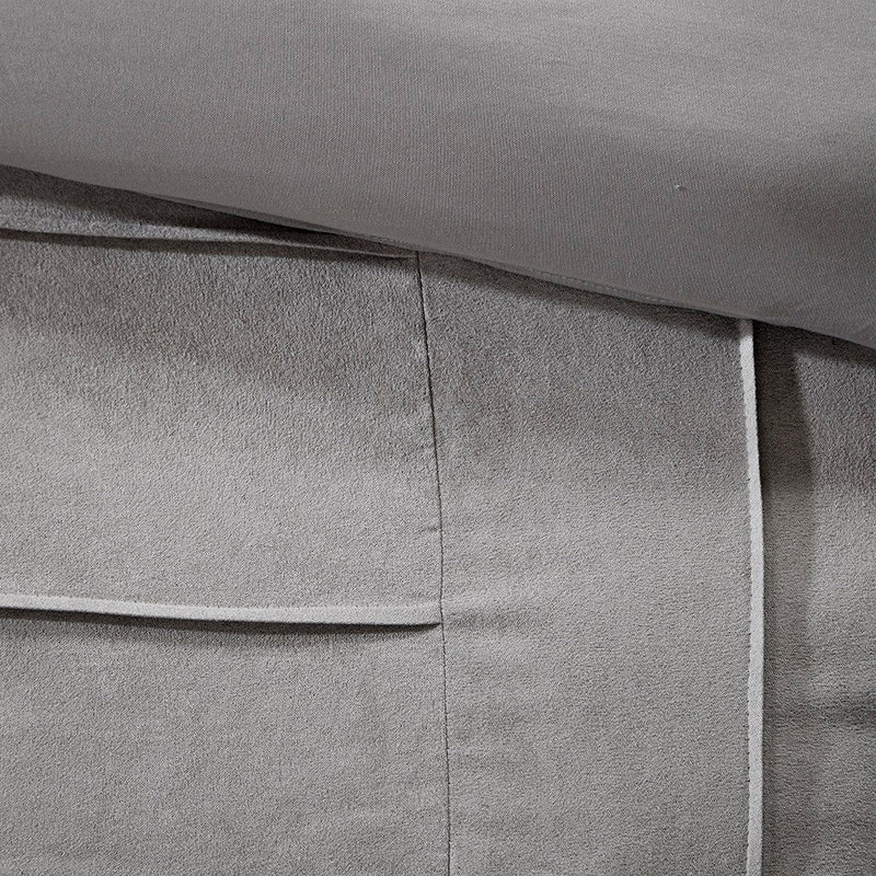 7 Piece Faux Suede Comforter Set Grey Queen, detail