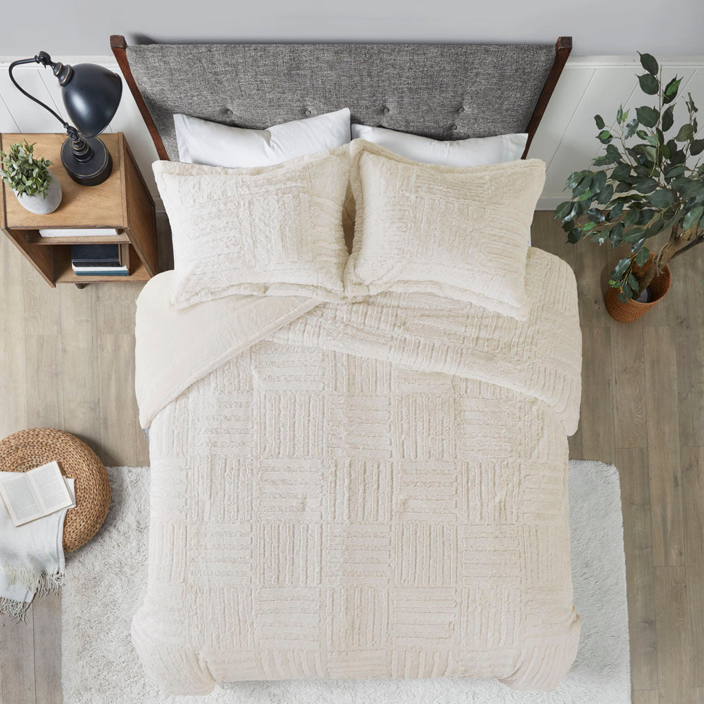 Ivory Twin Fur Down Alternative Comforter Mini Set with Faux Fur - Twin, photo 5 of 9