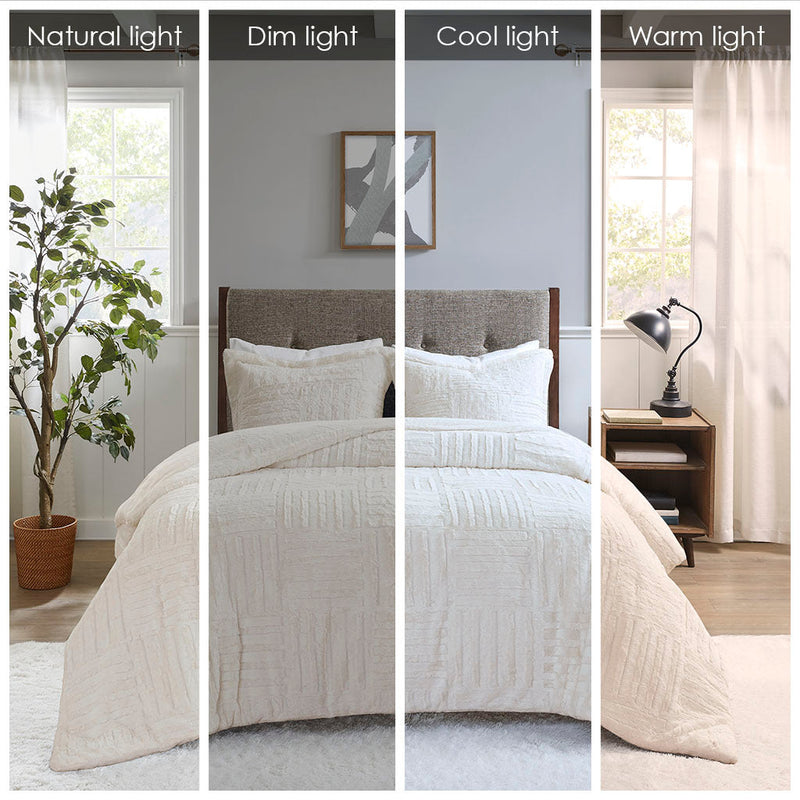 Ivory Twin Fur Down Alternative Comforter Mini Set with Faux Fur - Twin, photo 7 of 9