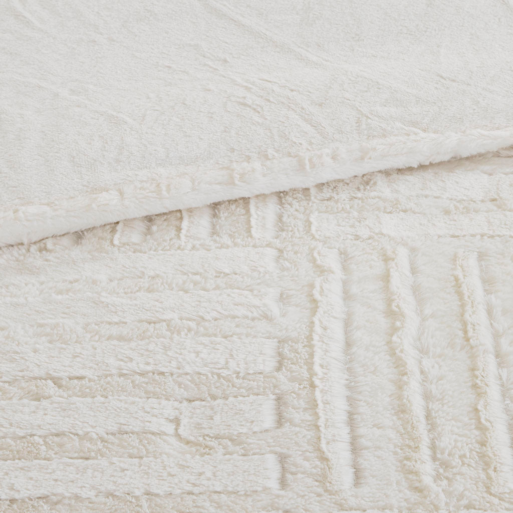 Ivory Twin Fur Down Alternative Comforter Mini Set with Faux Fur - Twin, photo 8 of 9