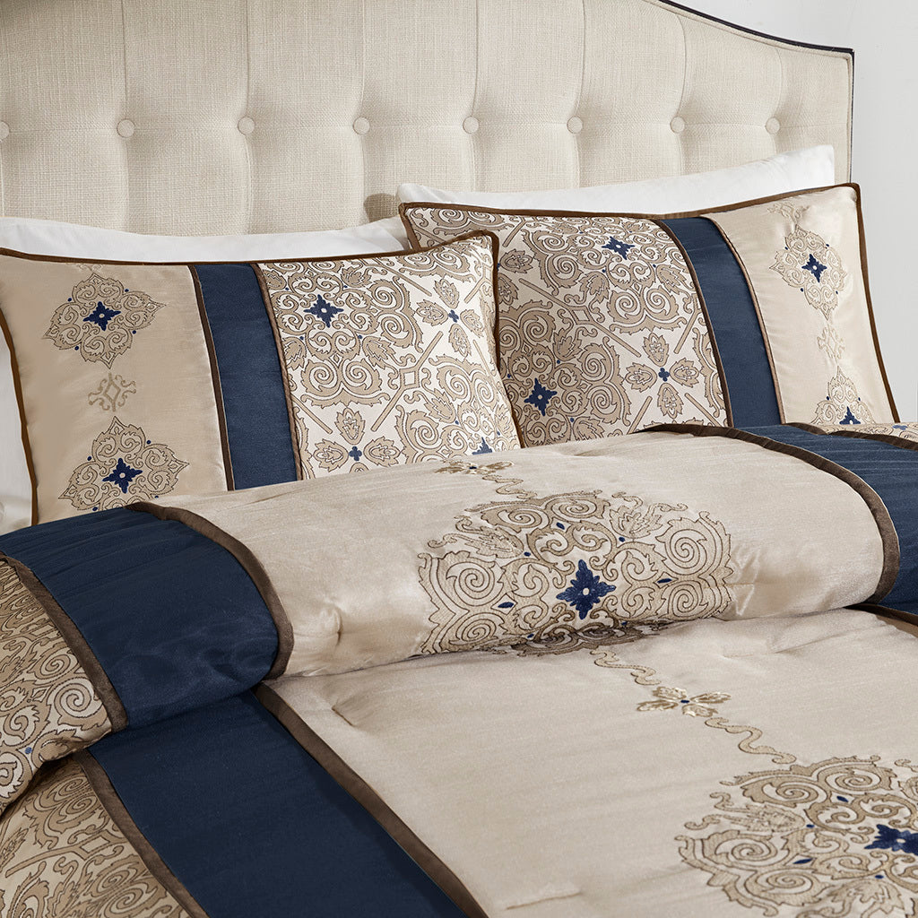 King 7 Piece Jacquard Comforter Set with Throw Pillows, photo 14 of 18