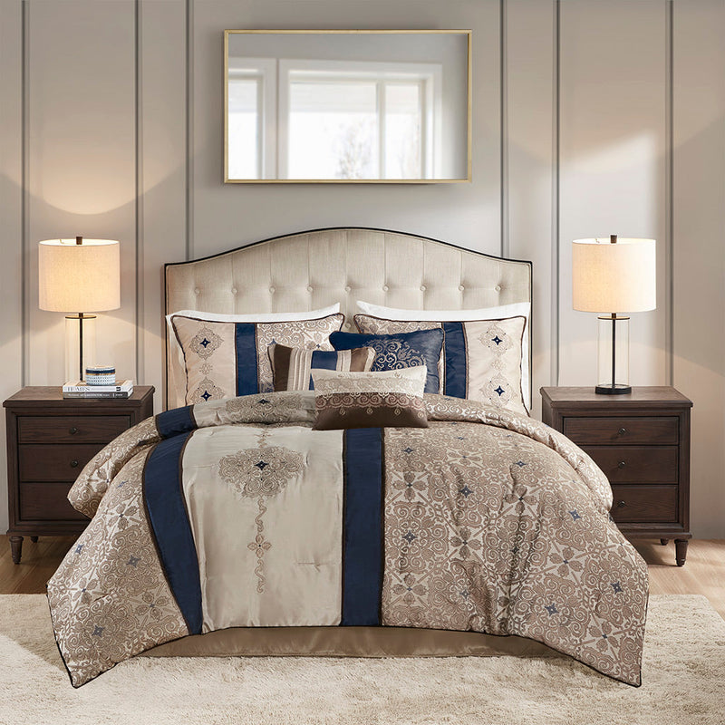 King 7 Piece Jacquard Comforter Set with Throw Pillows, photo 17 of 18