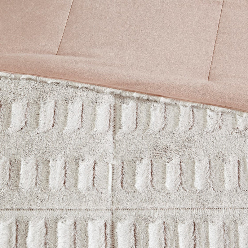 King/Cal King Back Print Long Fur Comforter Mini Set, photo 2 of 9
