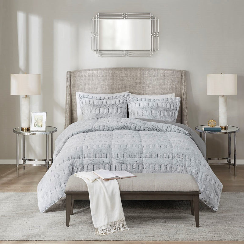 King/Cal King Back Print Long Fur Comforter Mini Set, photo 3 of 10